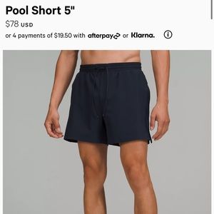 Navy blue lululemon pool shorts. Worn once.